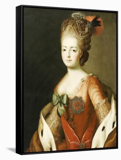 Portrait of Maria Fedorovna, Wife of Grand Duke Paul Petrovich (Future Tsar Paul I)-Alexander Roslin-Framed Stretched Canvas