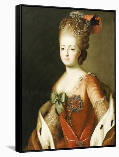 Portrait of Maria Fedorovna, Wife of Grand Duke Paul Petrovich (Future Tsar Paul I)-Alexander Roslin-Framed Stretched Canvas