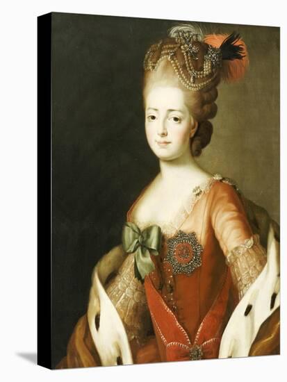 Portrait of Maria Fedorovna, Wife of Grand Duke Paul Petrovich (Future Tsar Paul I)-Alexander Roslin-Stretched Canvas