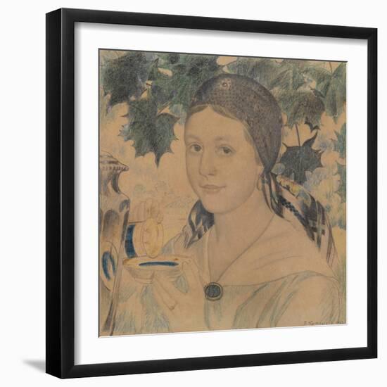 Portrait of Maria Shostakovich, 1922-Boris Michaylovich Kustodiev-Framed Giclee Print