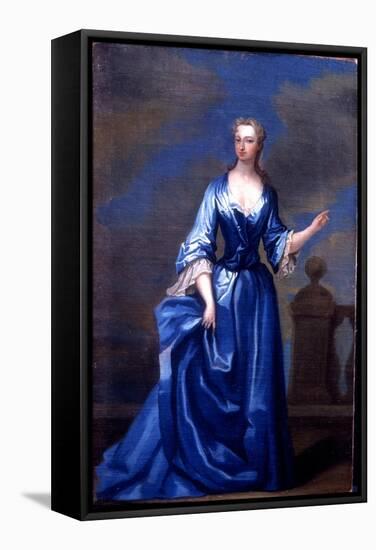 Portrait of Maria Skerrett, Lady Walpole in a Blue Dress on a Balcony-Charles Jervas-Framed Stretched Canvas