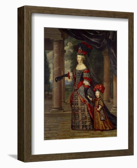 Portrait of Maria Theresa of Austria with Her Son by Pierre Mignard-null-Framed Giclee Print