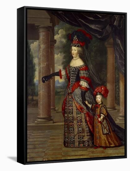 Portrait of Maria Theresa of Austria with Her Son by Pierre Mignard-null-Framed Stretched Canvas