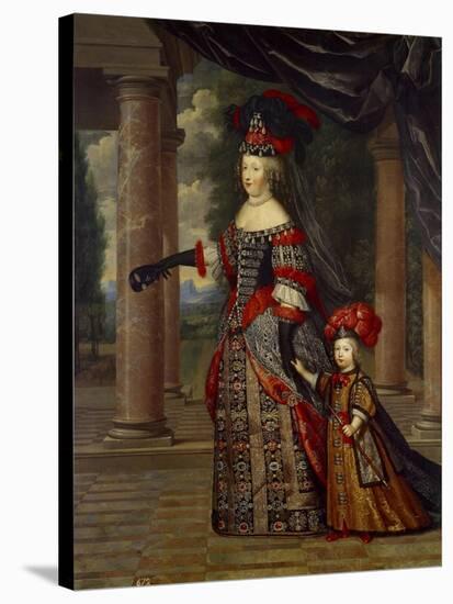 Portrait of Maria Theresa of Austria with Her Son by Pierre Mignard-null-Stretched Canvas