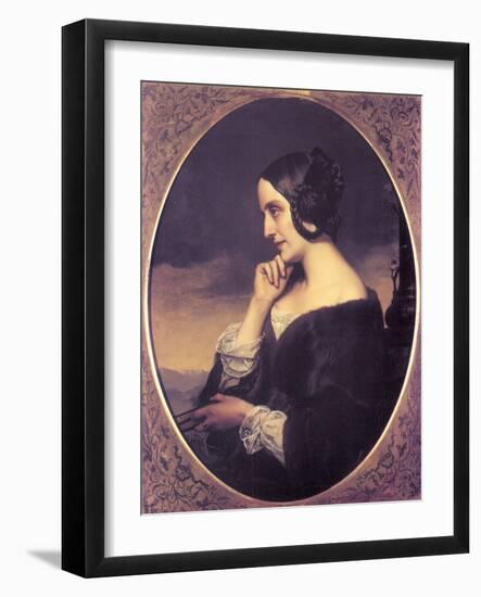 Portrait of Marie D?Agoult (1805-187), 1843-Henri Lehmann-Framed Giclee Print