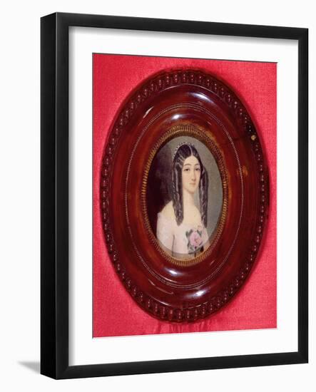 Portrait of Marie Duplessis (1824-1847) also known as 'La Dame Aux Camelias', 1847 (W/C on Paper)-French-Framed Giclee Print