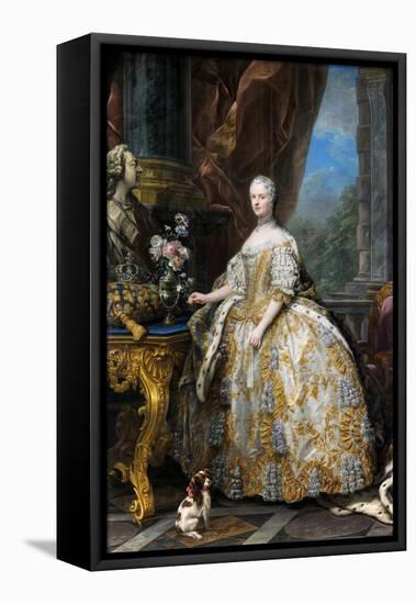 Portrait of Marie Leszczynska, Queen of France (1703-176)-Carle van Loo-Framed Stretched Canvas