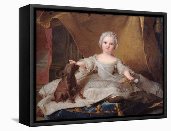 Portrait of Marie-Zephyrine (1750-55) of France with Her Dog, 1751 (Oil on Panel)-Jean-Marc Nattier-Framed Stretched Canvas