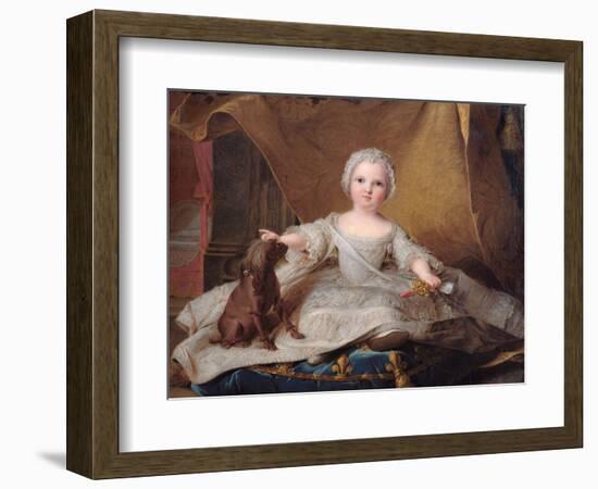 Portrait of Marie-Zephyrine (1750-55) of France with Her Dog, 1751 (Oil on Panel)-Jean-Marc Nattier-Framed Premium Giclee Print