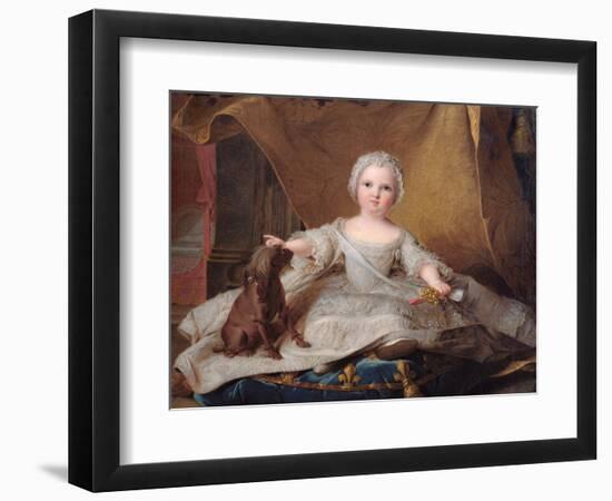 Portrait of Marie-Zephyrine (1750-55) of France with Her Dog, 1751 (Oil on Panel)-Jean-Marc Nattier-Framed Premium Giclee Print