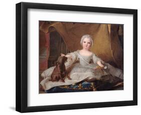 Portrait of Marie-Zephyrine (1750-55) of France with Her Dog, 1751 (Oil on Panel)-Jean-Marc Nattier-Framed Premium Giclee Print