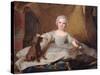 Portrait of Marie-Zephyrine (1750-55) of France with Her Dog, 1751 (Oil on Panel)-Jean-Marc Nattier-Stretched Canvas