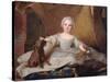 Portrait of Marie-Zephyrine (1750-55) of France with Her Dog, 1751 (Oil on Panel)-Jean-Marc Nattier-Stretched Canvas