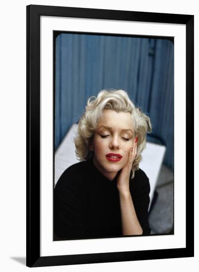 Portrait of Marilyn Monroe on Patio Outside of Her Home-Alfred Eisenstaedt-Framed Photographic Print