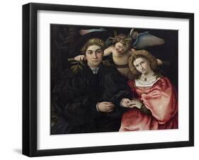 Portrait of Marsilio Cassotti and His Bride Faustina-Lorenzo Lotto-Framed Giclee Print