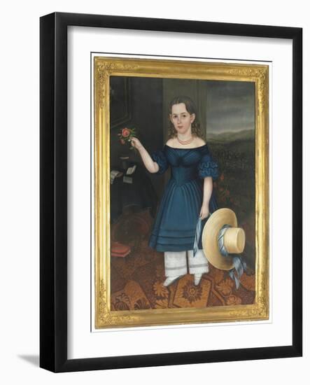Portrait of Martha Otis Bullock (Girl in a Blue Dress), 1841-42-Joseph Whiting Stock-Framed Giclee Print