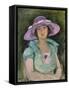 Portrait of Marthe Lebasque in a Purple Hat, 1925-26-Henri Lebasque-Framed Stretched Canvas