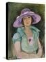 Portrait of Marthe Lebasque in a Purple Hat, 1925-26-Henri Lebasque-Stretched Canvas