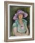 Portrait of Marthe Lebasque in a Purple Hat, 1925-26-Henri Lebasque-Framed Giclee Print