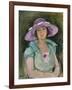 Portrait of Marthe Lebasque in a Purple Hat, 1925-26-Henri Lebasque-Framed Giclee Print