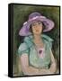 Portrait of Marthe Lebasque in a Purple Hat, 1925-26-Henri Lebasque-Framed Stretched Canvas