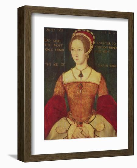 Portrait of Mary I or Mary Tudor (1516-58), Daughter of Henry VIII, at the Age of 28, 1544-Master John Of Samakov-Framed Giclee Print