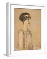 Portrait of Mary in Greek Costume, 1910 (Pencil and Chalk on Cardboard)-Franz von Stuck-Framed Giclee Print