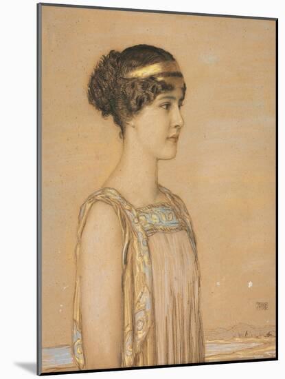 Portrait of Mary in Greek Costume, 1910 (Pencil and Chalk on Cardboard)-Franz von Stuck-Mounted Giclee Print