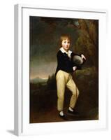 Portrait of Master Baines, in a Dark Jacket, White Shirt, Holding a Cane and a Top-Hat-George Romney-Framed Giclee Print