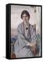 Portrait of May Aimee Smith, 1918 (Oil on Panel)-Adolphe Valette-Framed Stretched Canvas