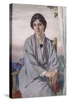 Portrait of May Aimee Smith, 1918 (Oil on Panel)-Adolphe Valette-Stretched Canvas