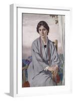 Portrait of May Aimee Smith, 1918 (Oil on Panel)-Adolphe Valette-Framed Giclee Print