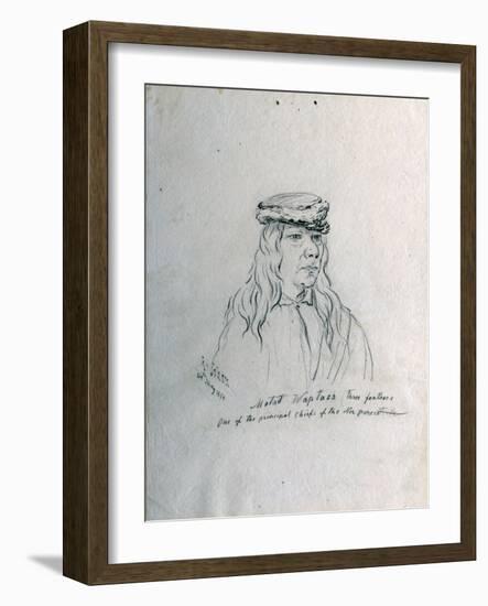 Portrait of Metad Waptass (Three Feathers) One of the Principal Chiefs of the Nez Perces-Gustav Sohon-Framed Giclee Print