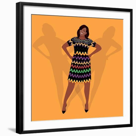 Portrait of Michelle Obama-Claire Huntley-Framed Giclee Print