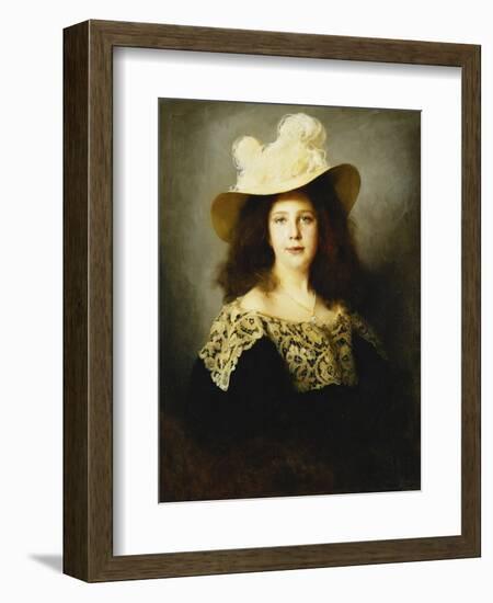 Portrait of Mici Lukacs, Aged 10, Wearing a Dark Blue Dress with Lace Collar, 1897-Philip Alexius De Laszlo-Framed Giclee Print