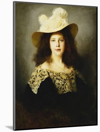 Portrait of Mici Lukacs, Aged 10, Wearing a Dark Blue Dress with Lace Collar, 1897-Philip Alexius De Laszlo-Mounted Giclee Print