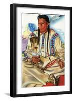 Portrait of Middle Rider, a Blackfeet Brave-Lantern Press-Framed Art Print