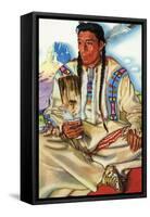 Portrait of Middle Rider, a Blackfeet Brave-Lantern Press-Framed Stretched Canvas