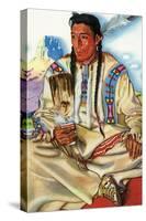 Portrait of Middle Rider, a Blackfeet Brave-Lantern Press-Stretched Canvas