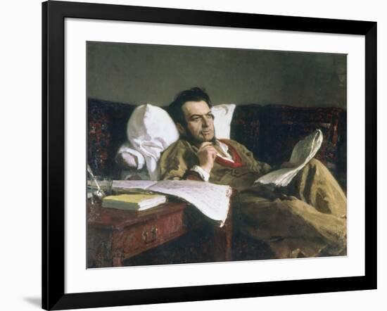 Portrait of Mikhail Glinka at the Time of His Composition of the Opera Ruslan and Ludmilla, c. 1887-Ilya Efimovich Repin-Framed Giclee Print