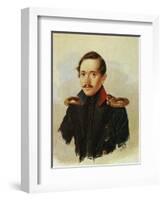 Portrait of Mikhail Lermontov, C.1838-null-Framed Giclee Print