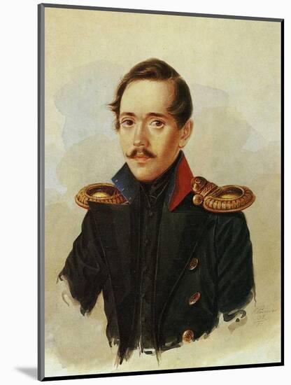 Portrait of Mikhail Lermontov, C.1838-null-Mounted Giclee Print