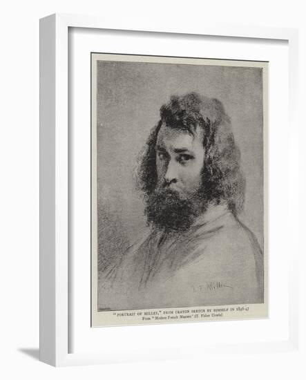 Portrait of Millet, from Crayon Sketch by Himself in 1846-47-Jean Francois I Millet-Framed Giclee Print