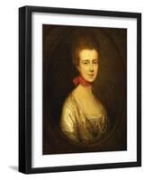 Portrait of Miss Boone, Wearing a White Dress with Gold Embroidery and Pearl Chain-Thomas Gainsborough-Framed Giclee Print
