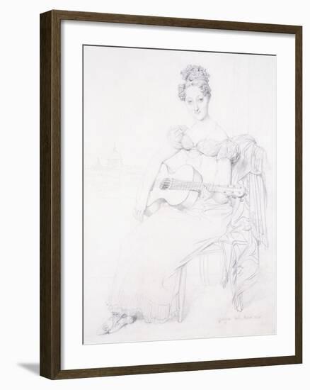 Portrait of Miss Elizabeth Keating Playing Her Guitar, 1816-Jean-Auguste-Dominique Ingres-Framed Giclee Print