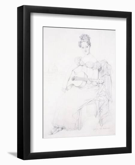 Portrait of Miss Elizabeth Keating Playing Her Guitar, 1816-Jean-Auguste-Dominique Ingres-Framed Giclee Print