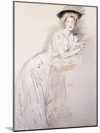 Portrait of Miss Taylor Leaning on a Table-Paul Cesar Helleu-Mounted Giclee Print