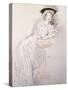 Portrait of Miss Taylor Leaning on a Table-Paul Cesar Helleu-Stretched Canvas