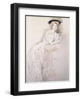 Portrait of Miss Taylor Leaning on a Table-Paul Cesar Helleu-Framed Giclee Print