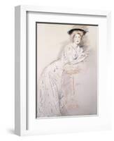 Portrait of Miss Taylor Leaning on a Table-Paul Cesar Helleu-Framed Giclee Print